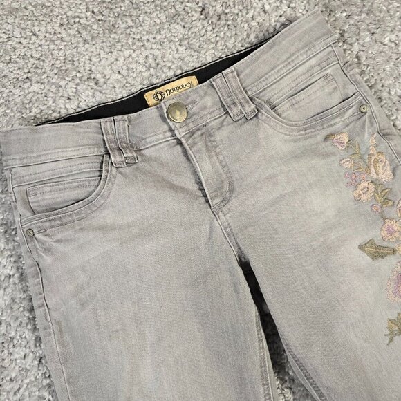 Democracy Women’s 6 Gray Ab Technology Skinny Jeans Stretch Raw Hem Embroidered - Picture 2 of 14